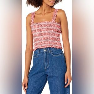 French Connection red floral cropped tank